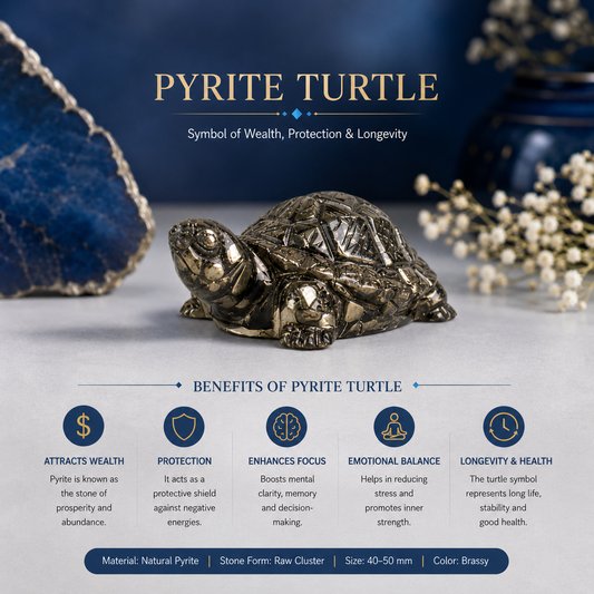 Pyrite Turtle with Free Selenite Charging Plate