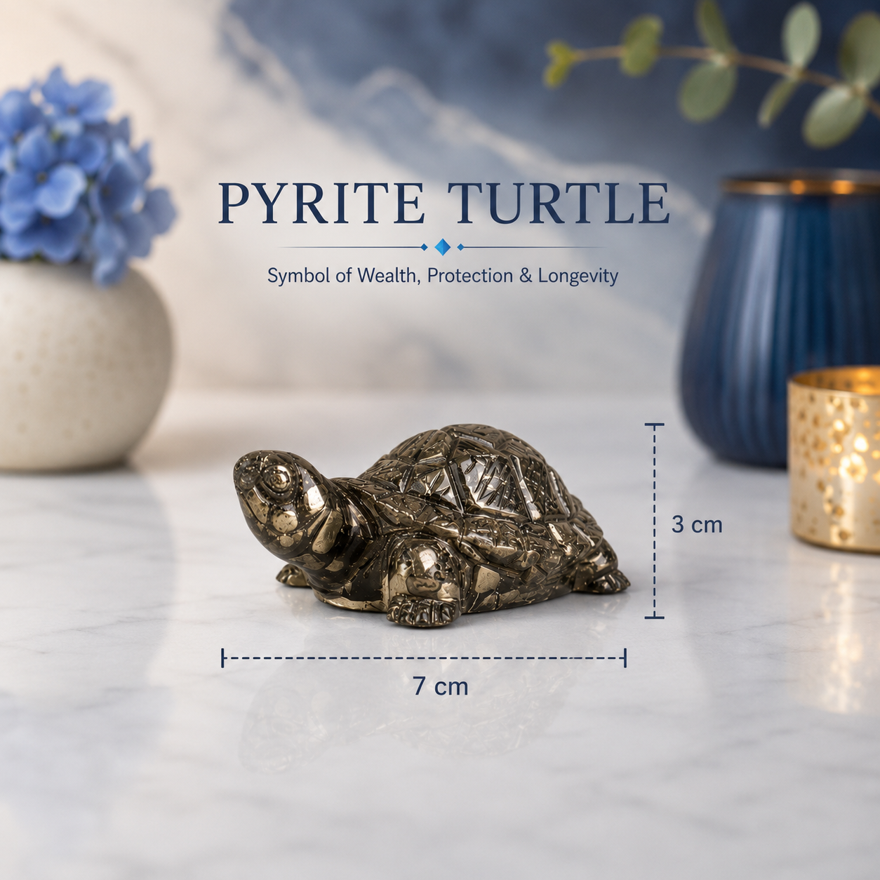 Pyrite Turtle with Free Selenite Charging Plate