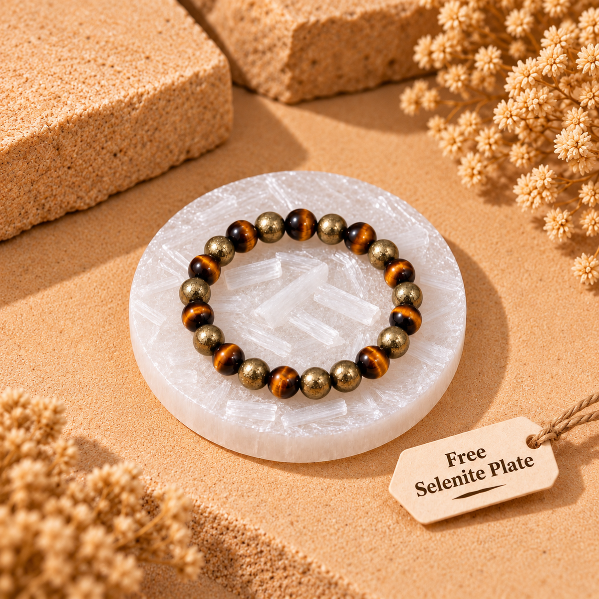 Natural Raw Pyrite & Tiger Eye Prosperity Bracelet