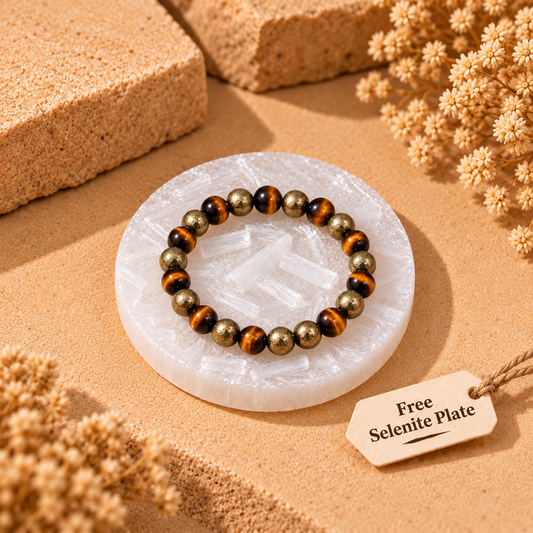 Natural Raw Pyrite & Tiger Eye Prosperity Bracelet