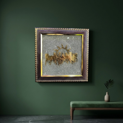 7 Horses on Raw Pyrite Frame