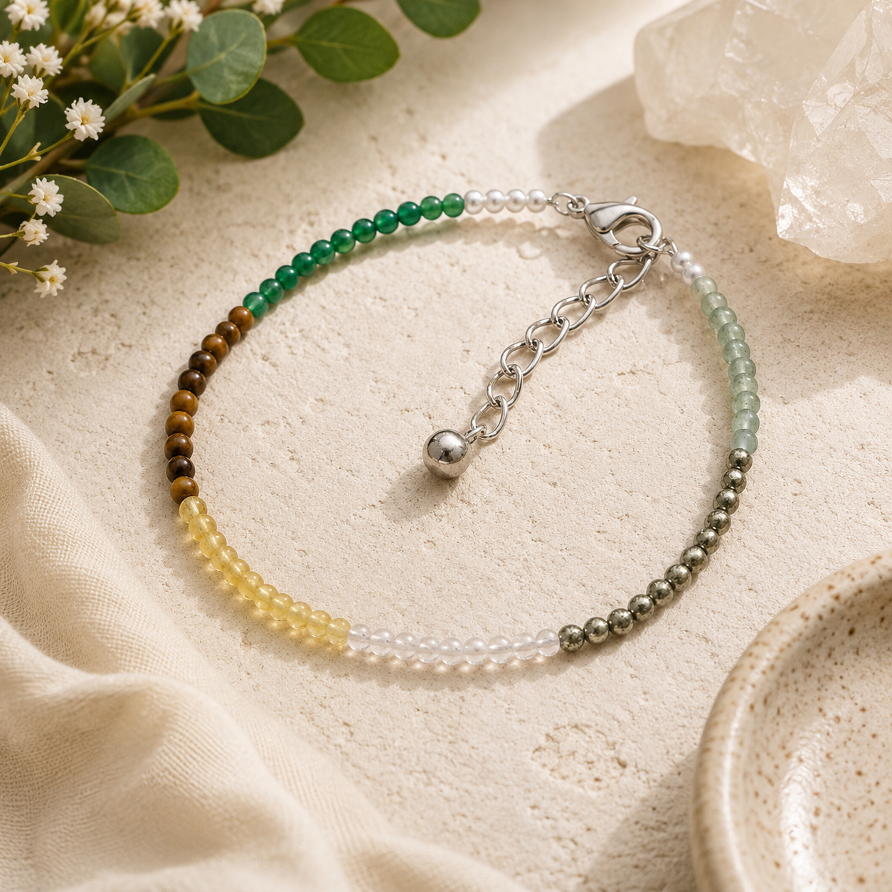 Wealthstone Anklet With Free Raw Selenite Plate