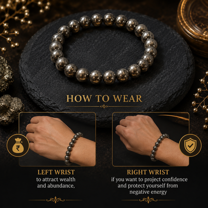Original Raw Pyrite Bracelet (100% Natural) With Free Raw Selenite Plate