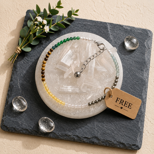 Wealthstone Anklet With Free Raw Selenite Plate