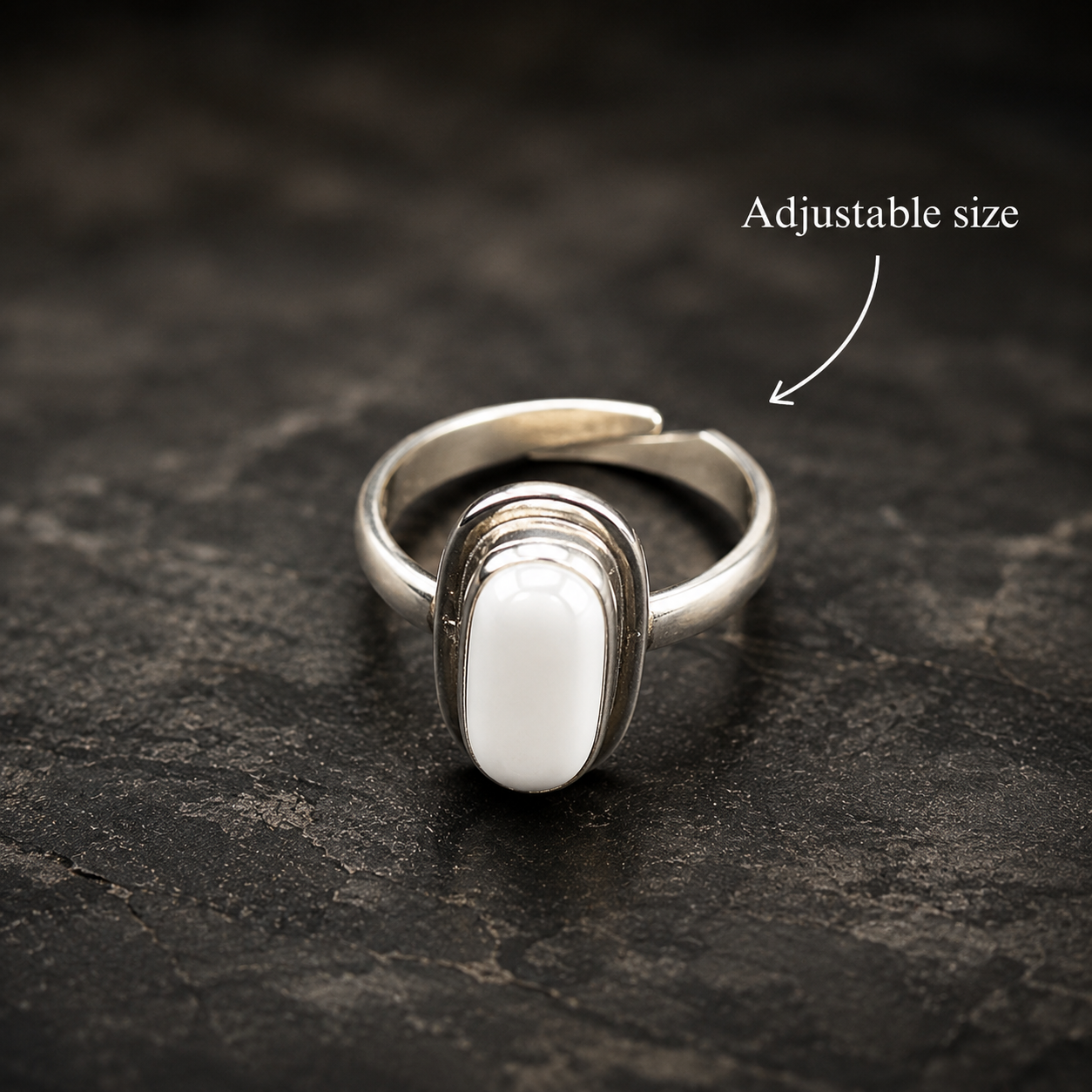 White Coral Adjustable Ring – 925 Sterling Silver