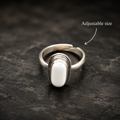 White Coral Adjustable Ring – 925 Sterling Silver