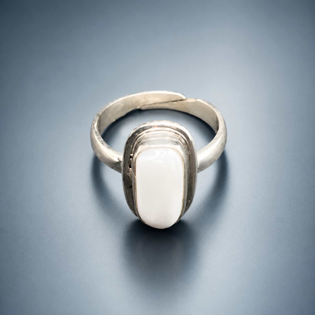 White Coral Adjustable Ring – 925 Sterling Silver
