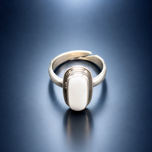 White Coral Adjustable Ring – 925 Sterling Silver