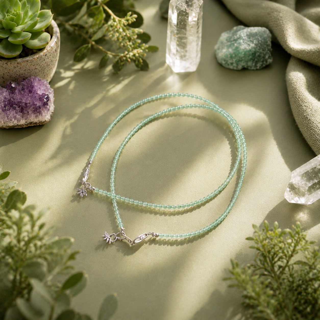 Green Aventurine Crystal Anklet