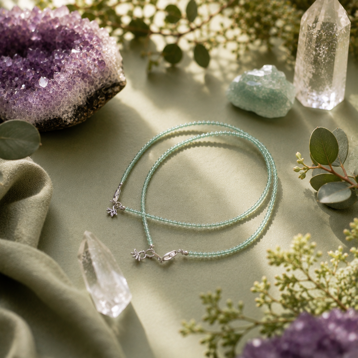 Green Aventurine Crystal Anklet