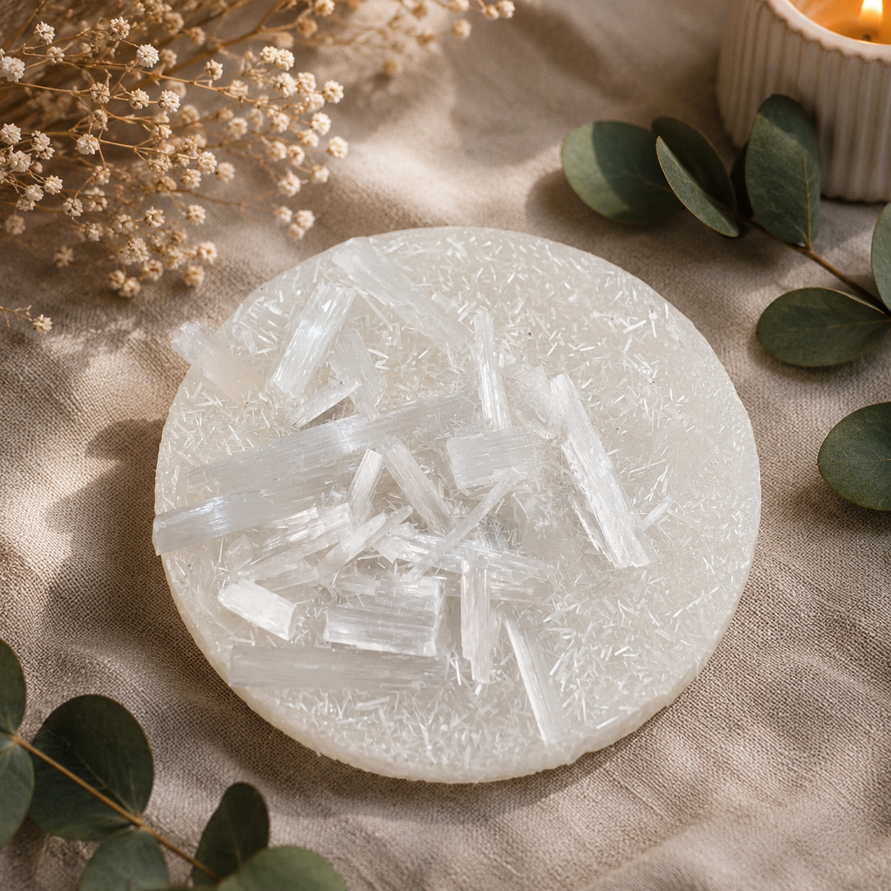Raw Selenite Crystal Charging Plate