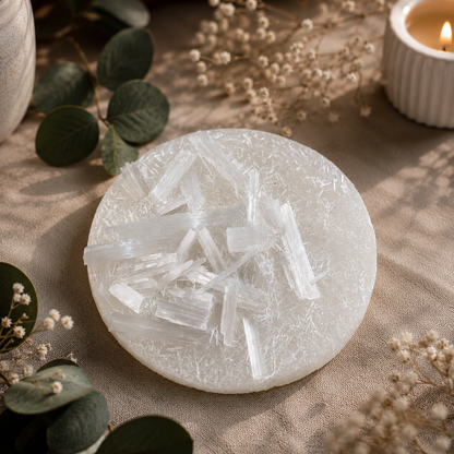 Raw Selenite Crystal Charging Plate