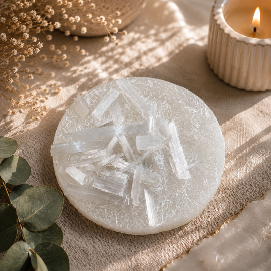 Raw Selenite Crystal Charging Plate