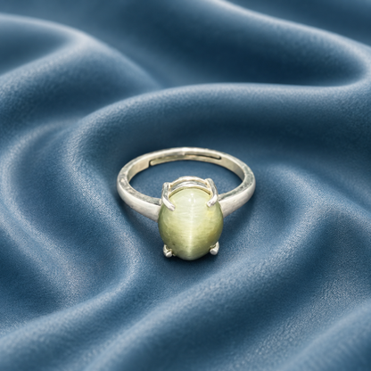 Cat’s Eye Adjustable Ring – 925 Sterling Silver