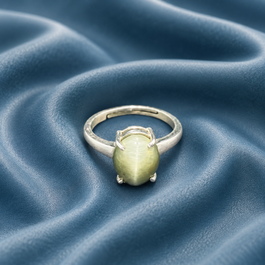Cat’s Eye Adjustable Ring – 925 Sterling Silver