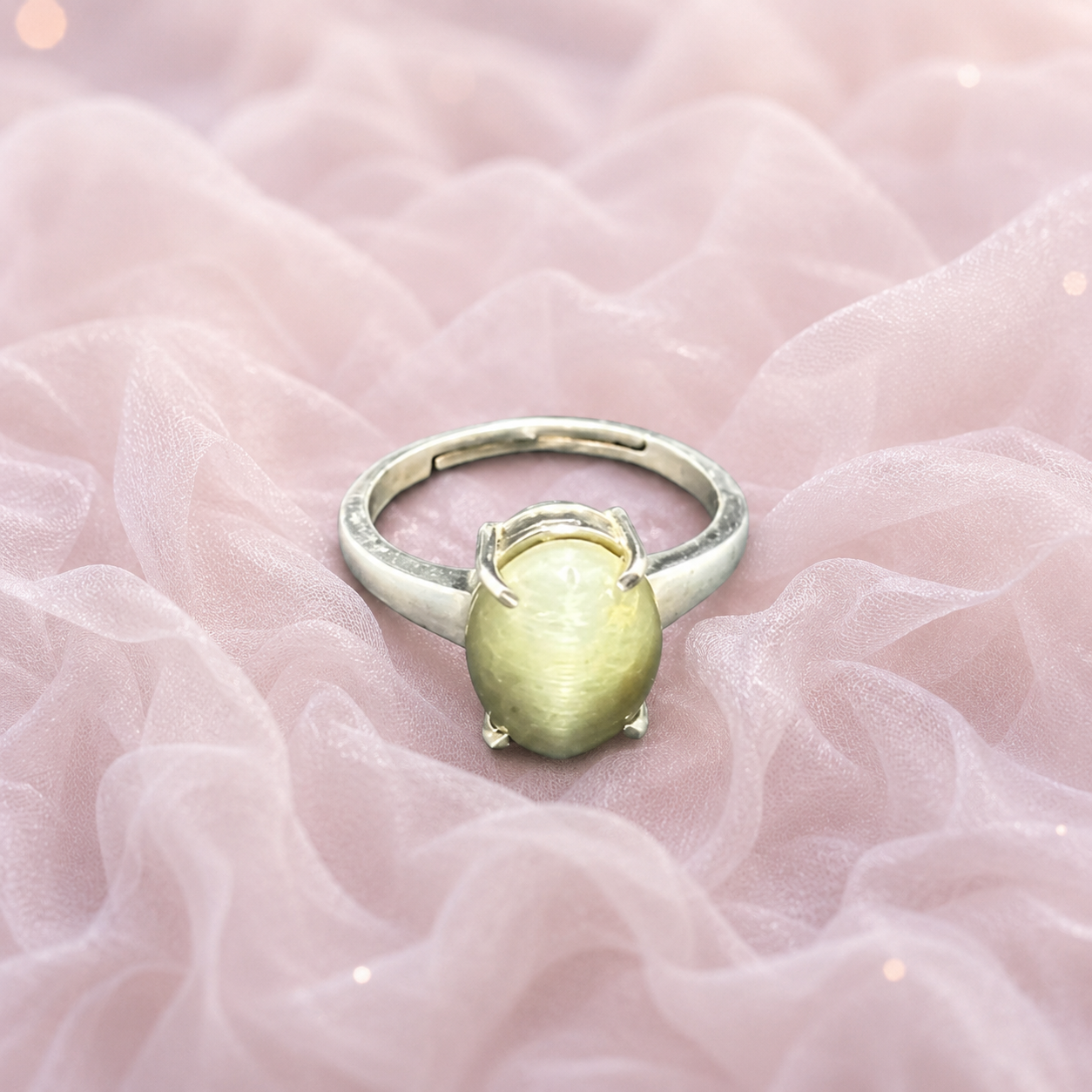 Cat’s Eye Adjustable Ring – 925 Sterling Silver