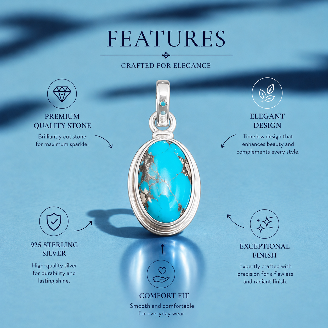Firoza (Turquoise) Pendant – 925 Sterling Silver