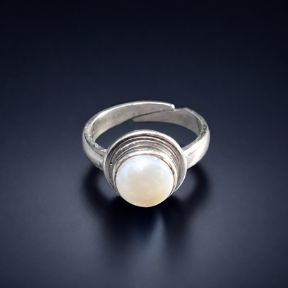 Pearl (Moti) Adjustable Ring – 925 Sterling Silver