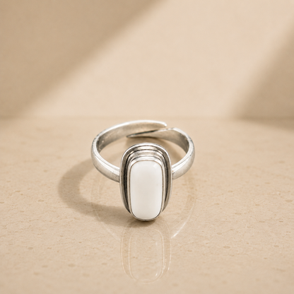 White Coral Adjustable Ring – 925 Sterling Silver