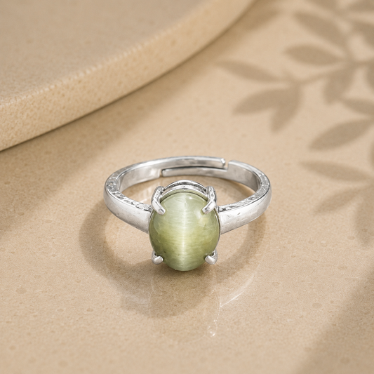 Cat’s Eye Adjustable Ring – 925 Sterling Silver