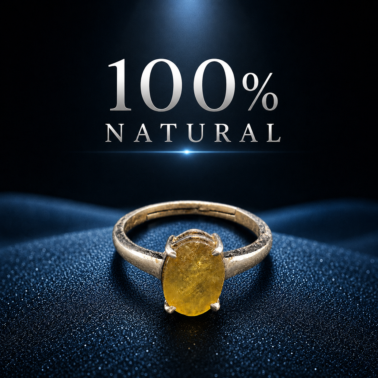 Yellow Sapphire (Pukhraj) Adjustable Ring – 925 Sterling Silver