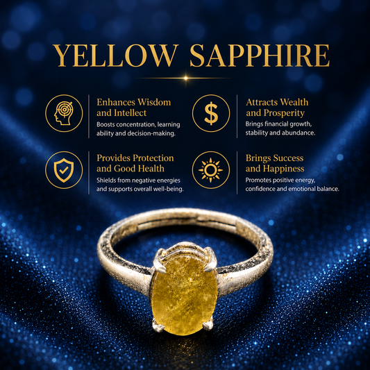 Yellow Sapphire (Pukhraj) Adjustable Ring – 925 Sterling Silver