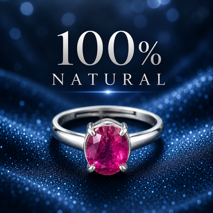 Natural Ruby  Adjustable Ring – 925 Sterling Silver