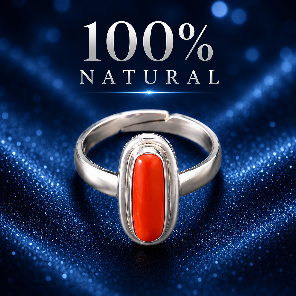 Red Coral (Moonga) Adjustable Ring – 925 Sterling Silver