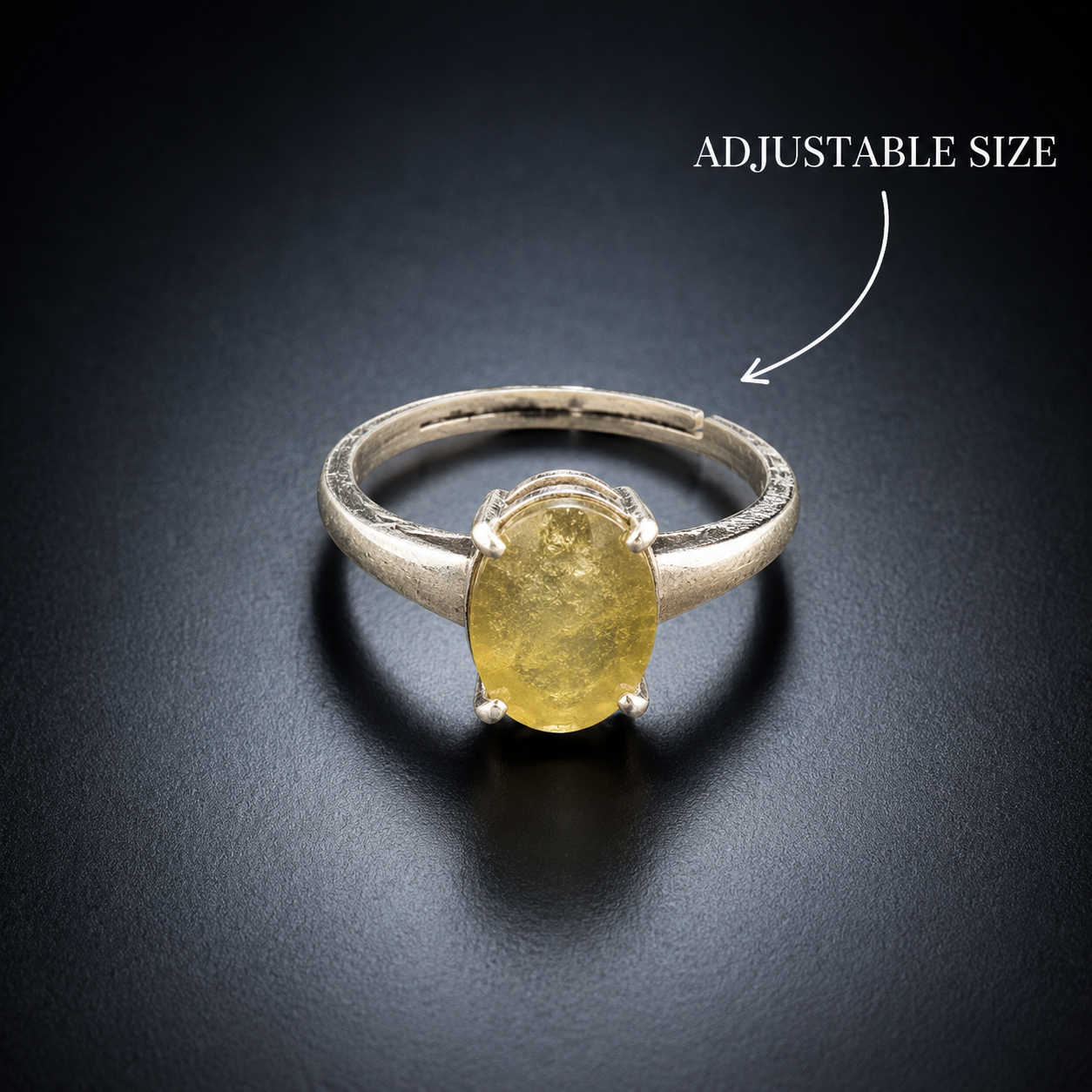 Yellow Sapphire (Pukhraj) Adjustable Ring – 925 Sterling Silver