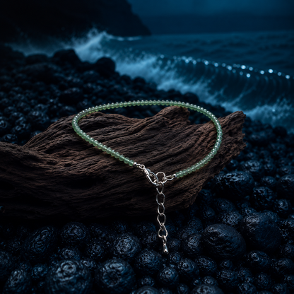 Green Aventurine Crystal Anklet With Free Raw Selenite Plate