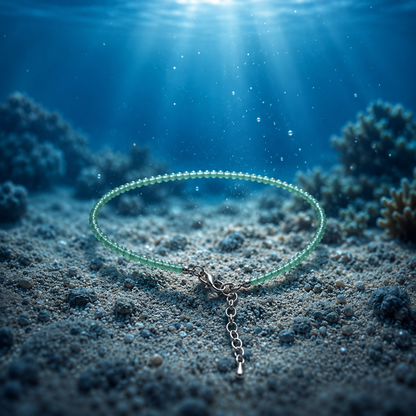 Green Aventurine Crystal Anklet With Free Raw Selenite Plate