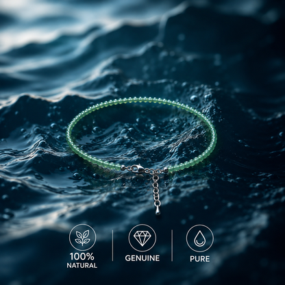 Green Aventurine Crystal Anklet With Free Raw Selenite Plate