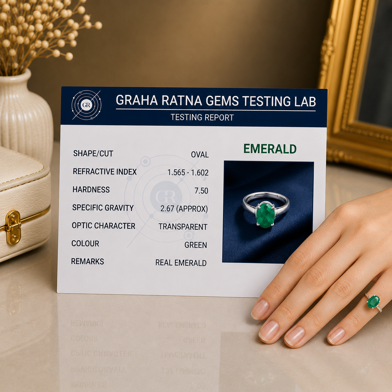 Emerald (Panna) Adjustable Ring – 925 Sterling Silver