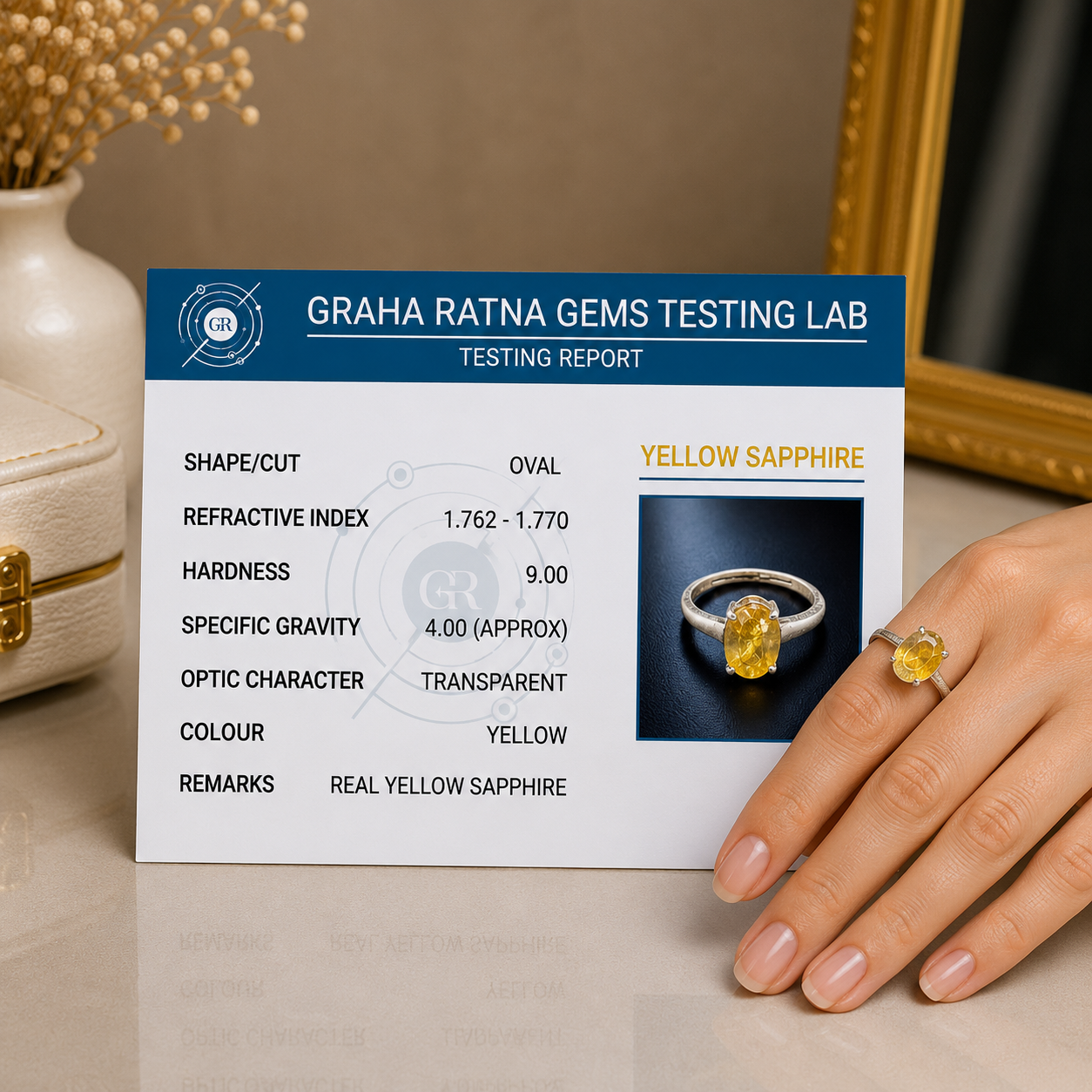 Yellow Sapphire (Pukhraj) Adjustable Ring – 925 Sterling Silver