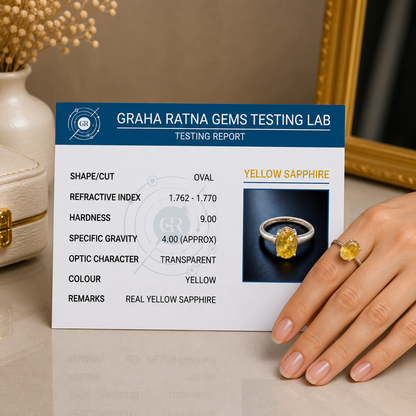 Yellow Sapphire (Pukhraj) Adjustable Ring – 925 Sterling Silver