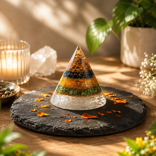 WealthStone Pyramid with Selenite Base