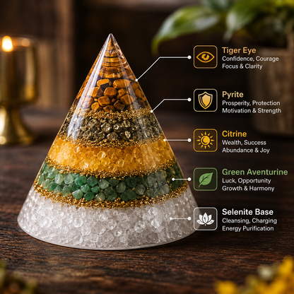 WealthStone Pyramid with Selenite Base