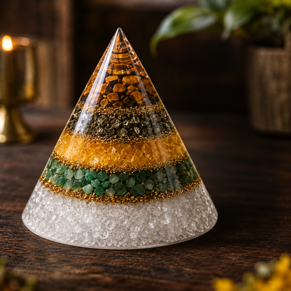 WealthStone Pyramid with Selenite Base