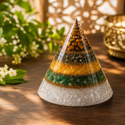 WealthStone Pyramid with Selenite Base