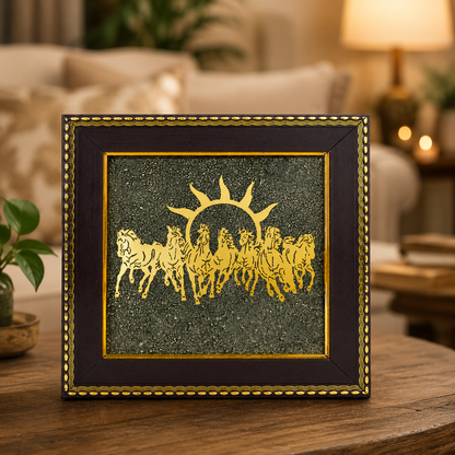 7 Horses on Raw Pyrite Frame