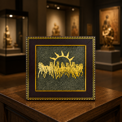 7 Horses on Raw Pyrite Frame