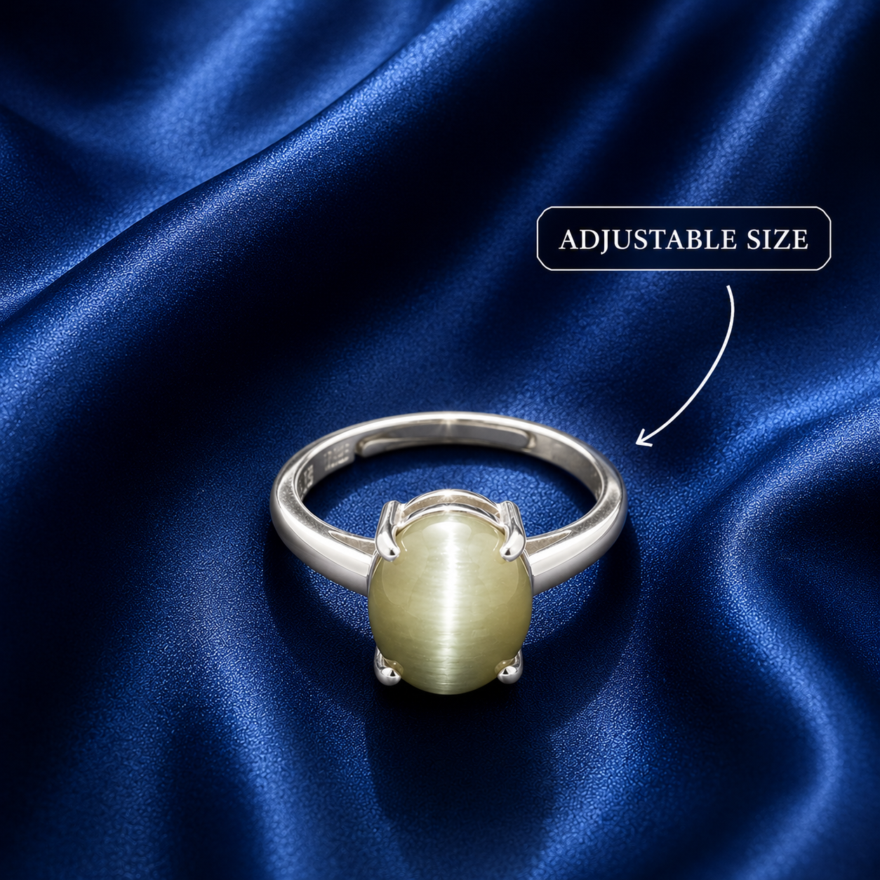 Cat’s Eye Adjustable Ring – 925 Sterling Silver