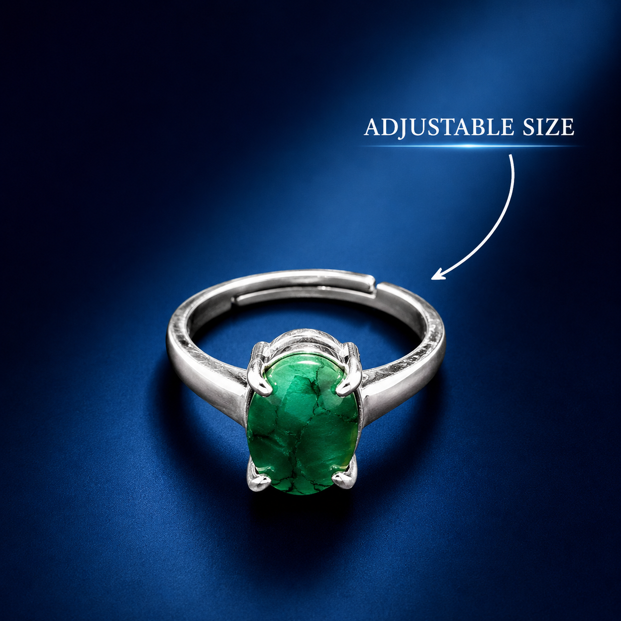 Emerald (Panna) Adjustable Ring – 925 Sterling Silver