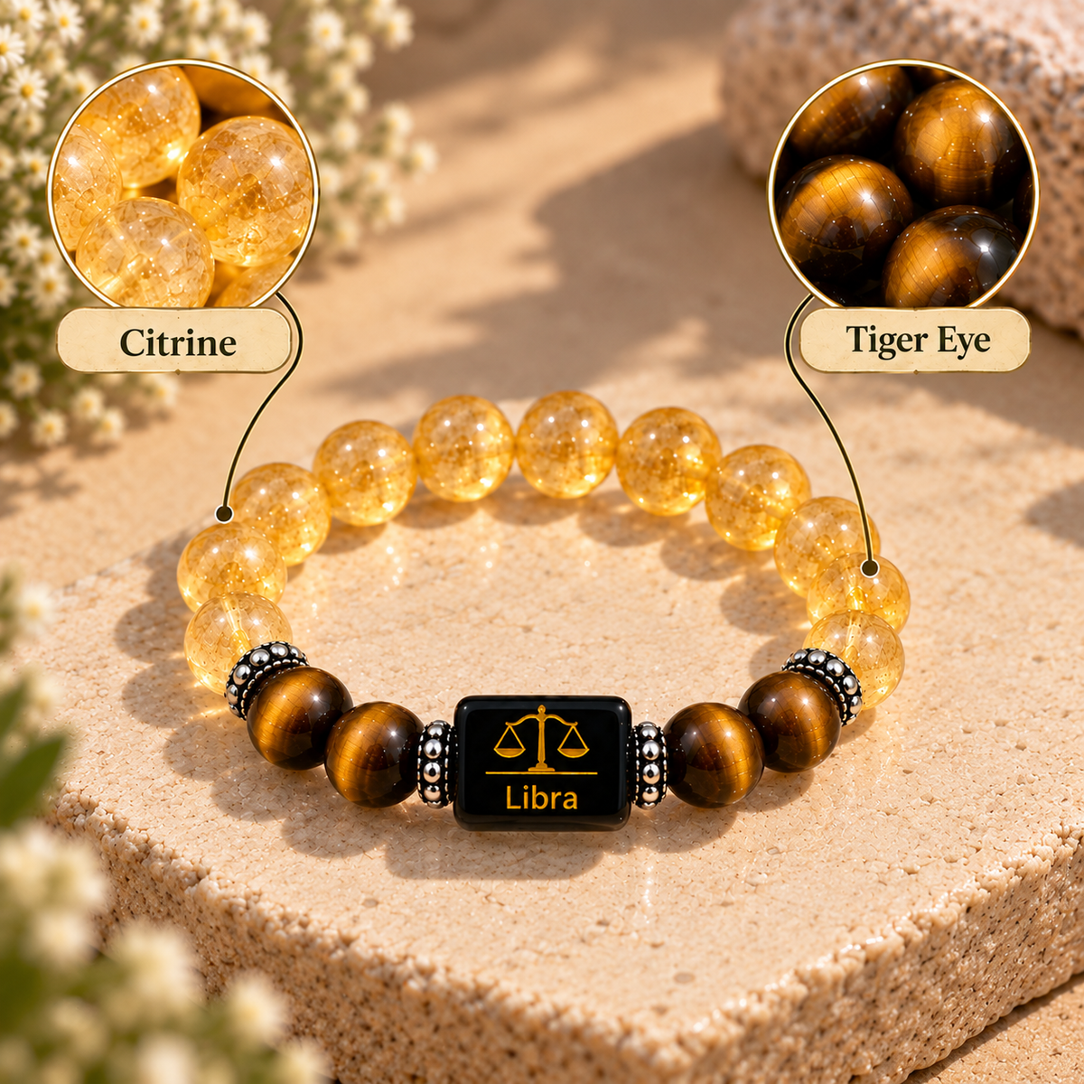 Libra (Tula) Citrine & Tiger Eye Bracelet
