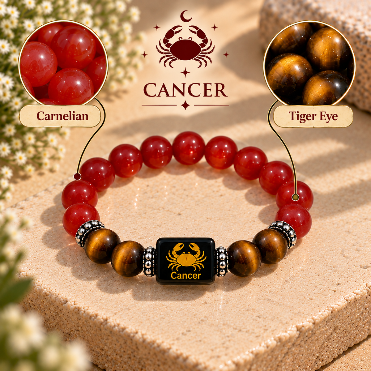 Cancer (Karka) Carnelian & Tiger Eye Bracelet