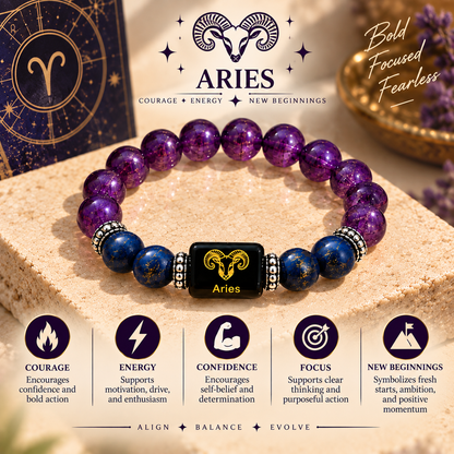 Aries (Mesh) Zodiac Amethyst & Lapis Lazuli Bracelet