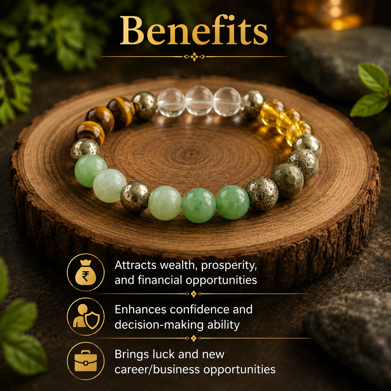 Wealthstone Bracelet With Free Raw Selenite Plate