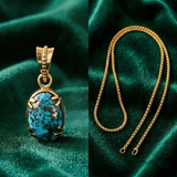 Firoza Gemstone Locket - Golden + Classic Box Chain