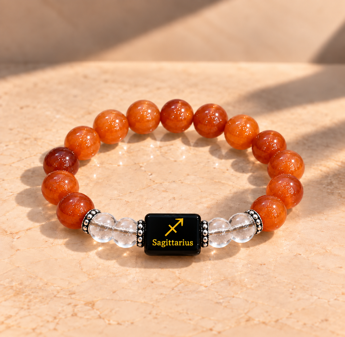 Sagittarius (Dhanu) Carnelian & Clear Quartz Bracelet