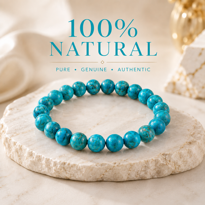 Firoza Bracelet (Natural Turquoise Stone) With Free Raw Selenite Plate